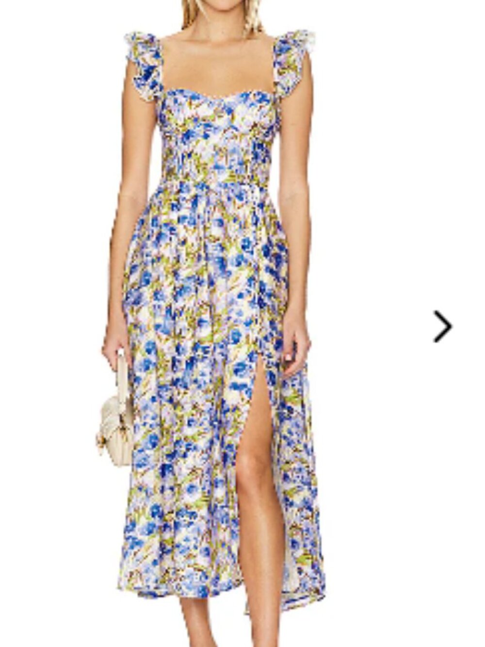 ASTR the Label Wedelia Dress Yellow Blue Floral Small Fair Used